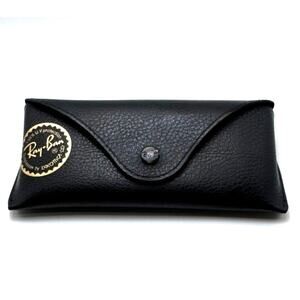 Ray-Ban Black Leather Sunglasses Case Snap‎ Closure Luxottica Authentic
